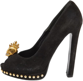 Pre-owned Suede heels Alexander McQueen Pre-owned , Black , Dames - 38 1/2 EU