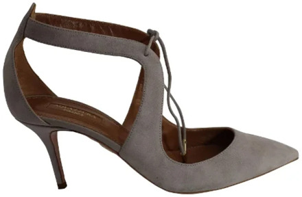Pre-owned Suede heels Aquazzura Pre-owned , Gray , Dames - 37 1/2 EU