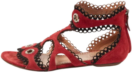 Pre-owned Suede sandals Alaïa Pre-owned , Red , Dames - 39 EU