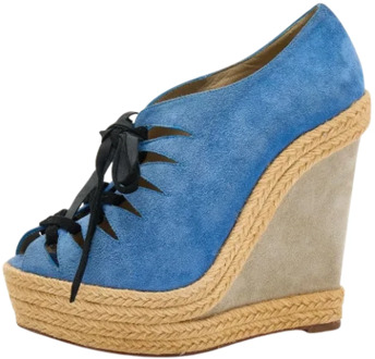 Pre-owned Suede sandals Christian Louboutin Pre-owned , Blue , Dames - 37 EU