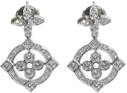 Pre-owned White Gold earrings Louis Vuitton Vintage , Gray , Dames - ONE Size