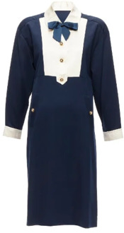 Pre-owned Wool dresses Chanel Vintage , Blue , Dames - XS