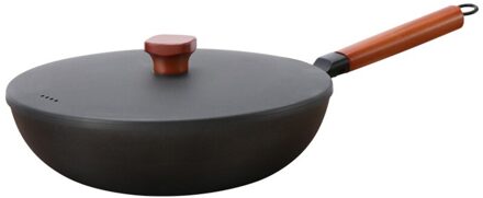 Precisie Ijzeren Wok Vlakke Bodem Non-stick Pan Zonder Olie Rook Gasfornuis Inductie Fornuis Universele