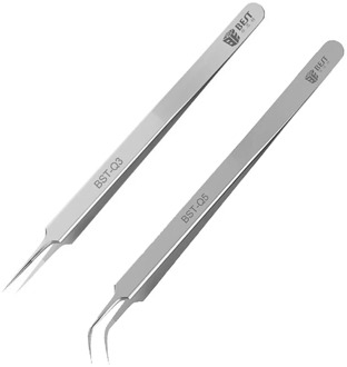 Precision 0.01mm Electronics Industrial Tweezers Anti-static ESD Curved Straight Tips Stainless Steel Forceps PC Phone Repair