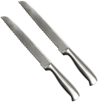 Precision broodmes - 2x - RVS - zilver - 33 cm - met kartels