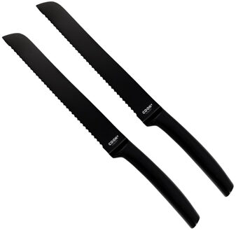 Precision broodmes - 2x - RVS - zwart - 33 cm - met kartels