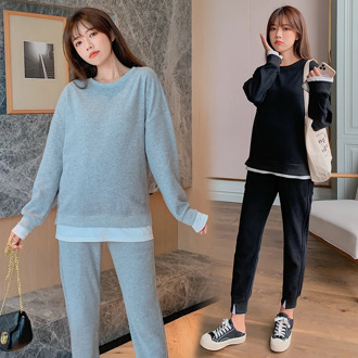 Pregnancy Sets Maternity Set Clothes Autumn Winter Pregnant Women Suit Fashion Sweater Two Pieces Casual Top and Pants Set
