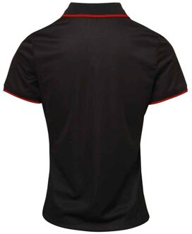 Premier Dames coolchecker contrast poloshirt Zwart/rood