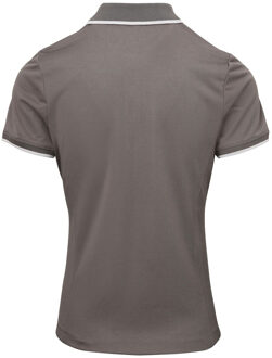 Premier Dames/dames Contrast Coolchecker Poloshirt (Donkergrijs/zilver) - M