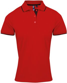 Premier Dames/dames Contrast Coolchecker Poloshirt (Rood/zwart) - maat S