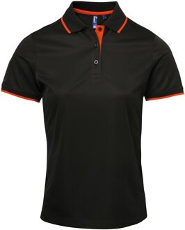 Premier Dames/dames Contrast Coolchecker Poloshirt (Zwart/Oranje) - L