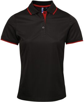 Premier Dames/dames Contrast Coolchecker Poloshirt (Zwart/Rood) - maat M