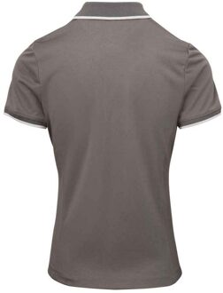 Premier Dames/Dames Coolchecker Contrast Piqué Poloshirt (Donkergrijs/zilver) - maat S