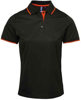 Premier Dames/Dames Coolchecker Contrast Piqué Poloshirt (Zwart/Oranje)