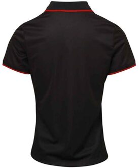 Premier Dames/Dames Coolchecker Contrast Piqué Poloshirt (Zwart/Rood) - XS