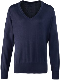 Premier Dames/Dames Gebreid Katoen Acryl V Hals Sweatshirt (Marine) - maat EU 44 / UK 16 Navy