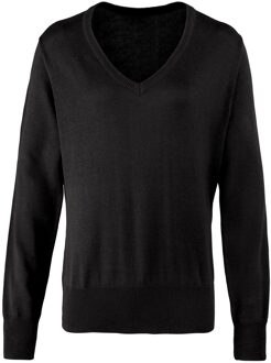 Premier Dames/Dames Gebreid Katoen Acryl V Hals Sweatshirt (Zwart) - maat EU 36 / UK 8
