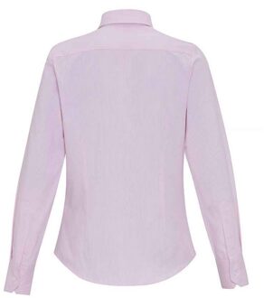 Premier Dames/Dames Gestreept Oxford Formeel Overhemd Met Lange Mouwen (Wit/Roze) Wit/Roos - 2XL