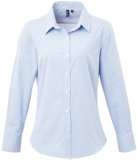 Premier Dames/Dames Gingham Shirt Met Lange Mouwen (Lichtblauw/Wit) Blauw en wit - EU 40 / UK 12