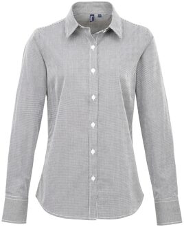 Premier Dames/Dames Gingham Shirt Met Lange Mouwen (Zwart/Wit) - EU 40 / UK 12
