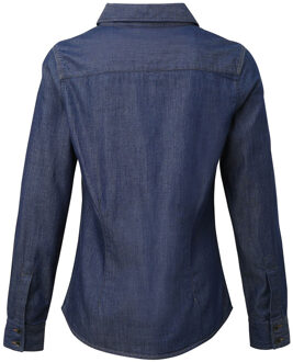 Premier Dames/dames Jeanssteek Denimshirt met lange mouwen (Indigo Denim) Indigoblauw - 2XL