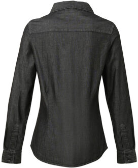 Premier Dames/dames Jeanssteek Denimshirt met lange mouwen (Zwarte denim) - XS