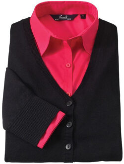 Premier Dames/dames knoop door V-hals gebreid vest met lange mouwen (Zwart) - maat EU 52 / UK 24