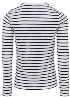 Premier Dames/Dames Lang John Gestreept Rol Mouw T-shirt (Wit/Zwaar) - XS