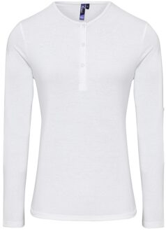 Premier Dames/dames Long John Roll Mouwen Tee (Wit)