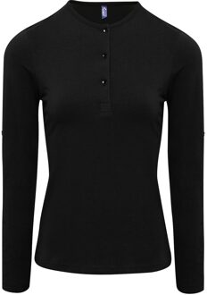Premier Dames/dames Long John Roll Mouwen Tee (Zwart) - 2XL