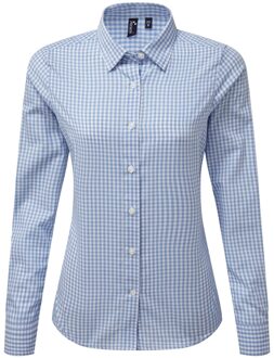 Premier Dames/dames Maxton Check Shirt met lange mouwen (Lichtblauw/Wit) Blauw en wit - XL