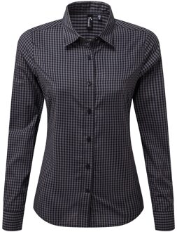 Premier Dames/dames Maxton Check Shirt met lange mouwen (Staal/Zwart) Blauw/Donkergrijs