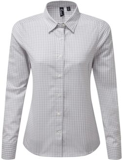 Premier Dames/dames Maxton Check Shirt met lange mouwen (Zilver/Wit) Grijs - XS