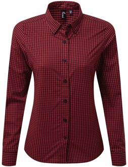 Premier Dames/dames Maxton Check Shirt met lange mouwen (Zwart/Rood)