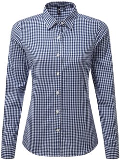Premier Dames/Dames Maxton Gingham Shirt Met Lange Mouwen (Marine / Wit) Navy - 2XL