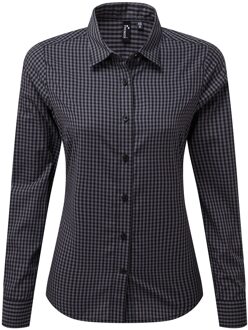 Premier Dames/Dames Maxton Gingham Shirt Met Lange Mouwen (Staal/Zwart) - maat Blauw/Donkergrijs