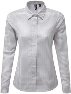 Premier Dames/Dames Maxton Gingham Shirt Met Lange Mouwen (Zilver/Wit) Grijs