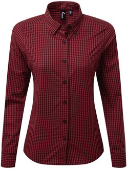 Premier Dames/Dames Maxton Gingham Shirt Met Lange Mouwen (Zwart/Rood) - XS