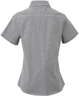 Premier Dames/dames Microcheck Korte Mouwen Katoenen Shirt (Zwart/Wit) - L