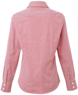 Premier Dames/dames Microcheck Shirt met lange mouwen (Rood/Wit) - 3XL