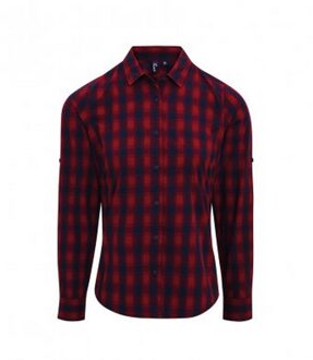 Premier Dames/dames Mulligan Check shirt met lange mouwen (Rood/Zwaar) Blauw en rood - XL