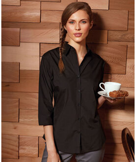 Premier Dames/Dames Popeline 3/4 Mouwen Blouse (Zwart) - EU 38 / UK 10