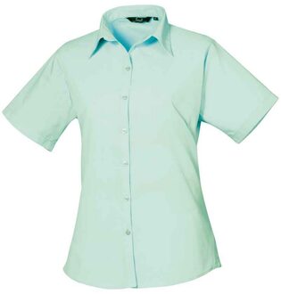 Premier Dames/Dames Popeline Blouse met Korte Mouwen (Aqua) Blauw