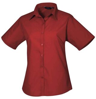 Premier Dames/Dames Popeline Blouse met Korte Mouwen (Bourgondië) Bourgogne - EU 44 / UK 16