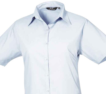 Premier Dames/Dames Popeline Blouse met Korte Mouwen (Lichtblauw)