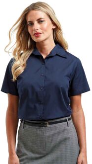 Premier Dames/Dames Popeline Blouse met Korte Mouwen (Marine) Navy