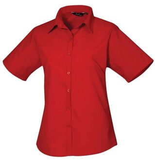 Premier Dames/Dames Popeline Blouse met Korte Mouwen (Rood) - EU 34 / UK 6