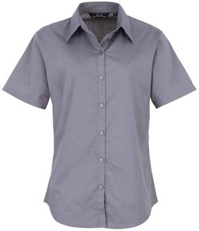 Premier Dames/Dames Popeline Blouse met Korte Mouwen (Staal) Grijs - EU 54 /UK 26