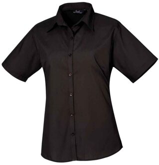Premier Dames/Dames Popeline Blouse met Korte Mouwen (Zwart) - EU 48 / UK 20