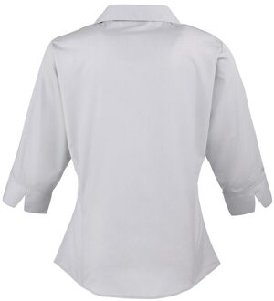 Premier Dames/Dames Poplin 3/4 Mouw Shirt (Zilver) - maat EU 50 / UK 22